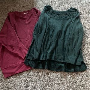Deep red & forest green sweaters- womens 2x